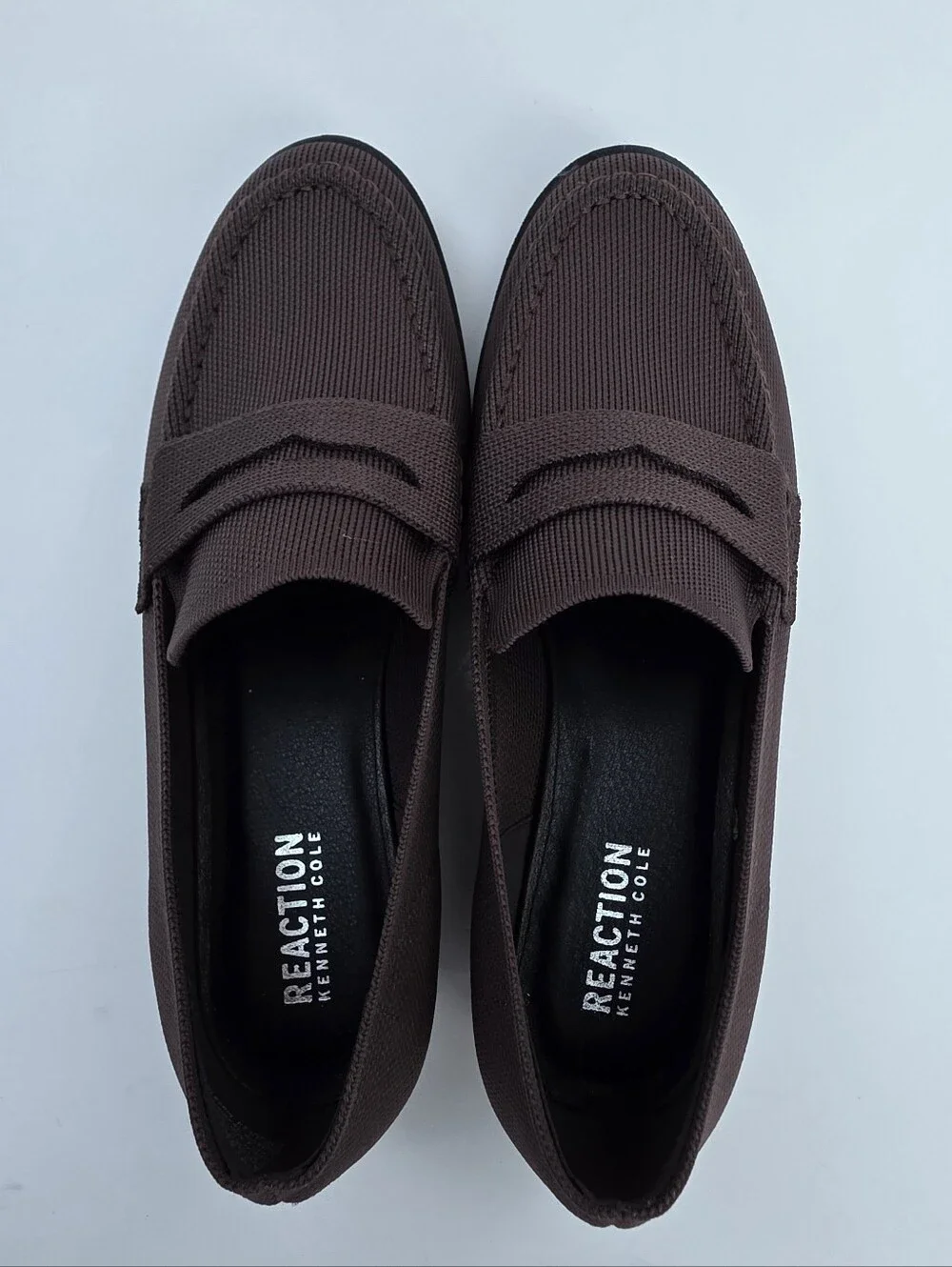 Kenneth Cole Reaction Feobe Knit Loafers Chocolate Brown 8.5 Memory Foam
